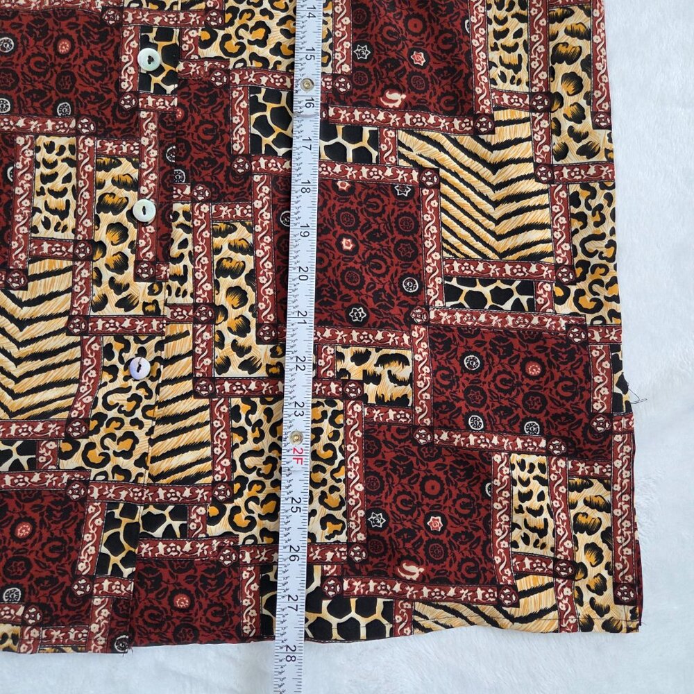 90s Animal Patchwork Button Down Top Medium Leopa… - image 12